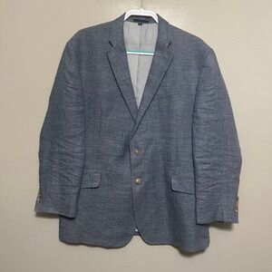 Jos. A. Bank Mens Blazer 44R Blue 100% Linen Tailored Fit Jacket Coastal Wedding